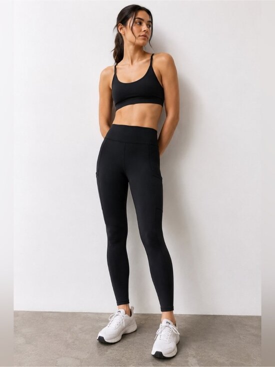 Pants - Black High Rise Pocket Leggings Size L/XL